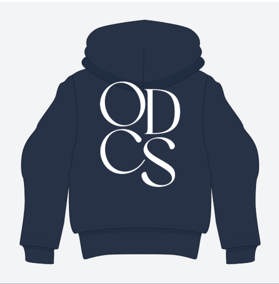 Youth ODCS Front & Large Back Logo Hoodie White Font